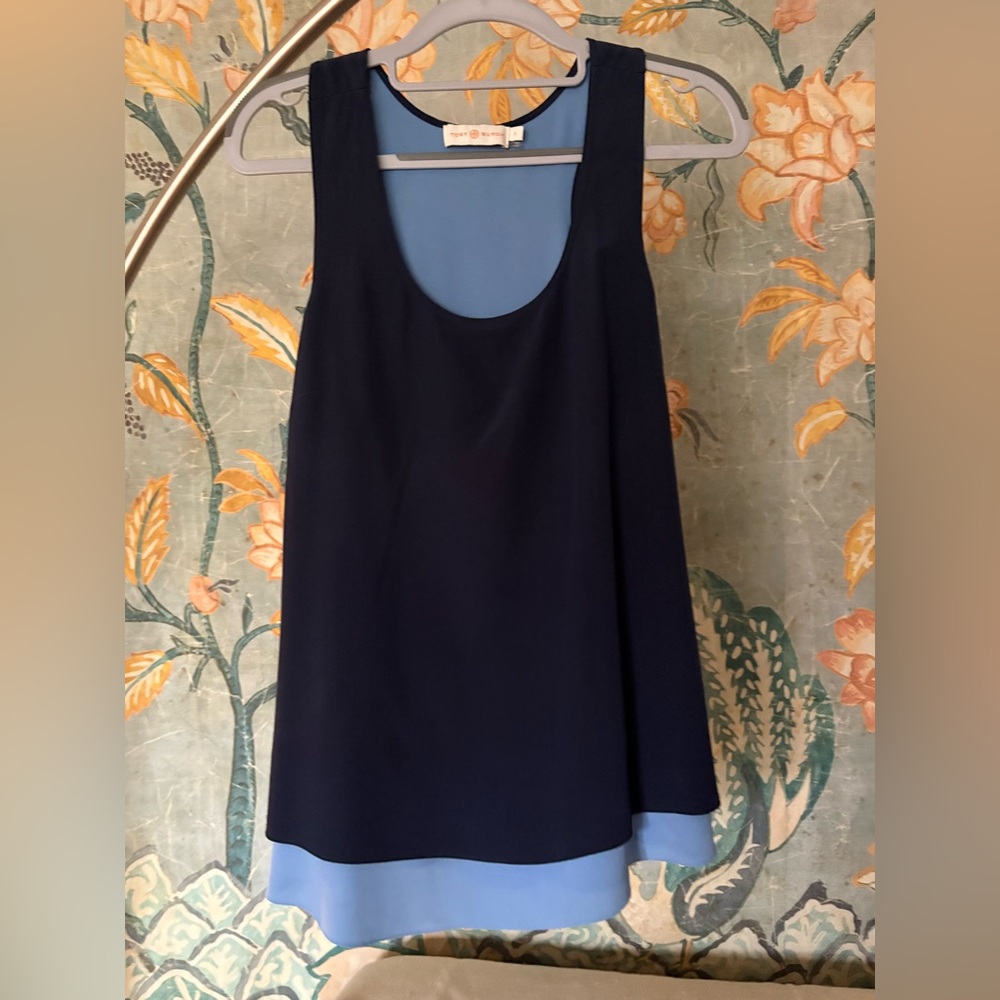 Tory Burch Silk Sleeveless Blue Top Small